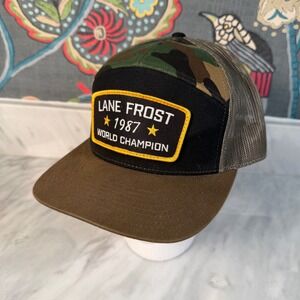 Lane Frost 1987‎ World Champion Camo Trucker Hat Snapback Cap Richardson 168